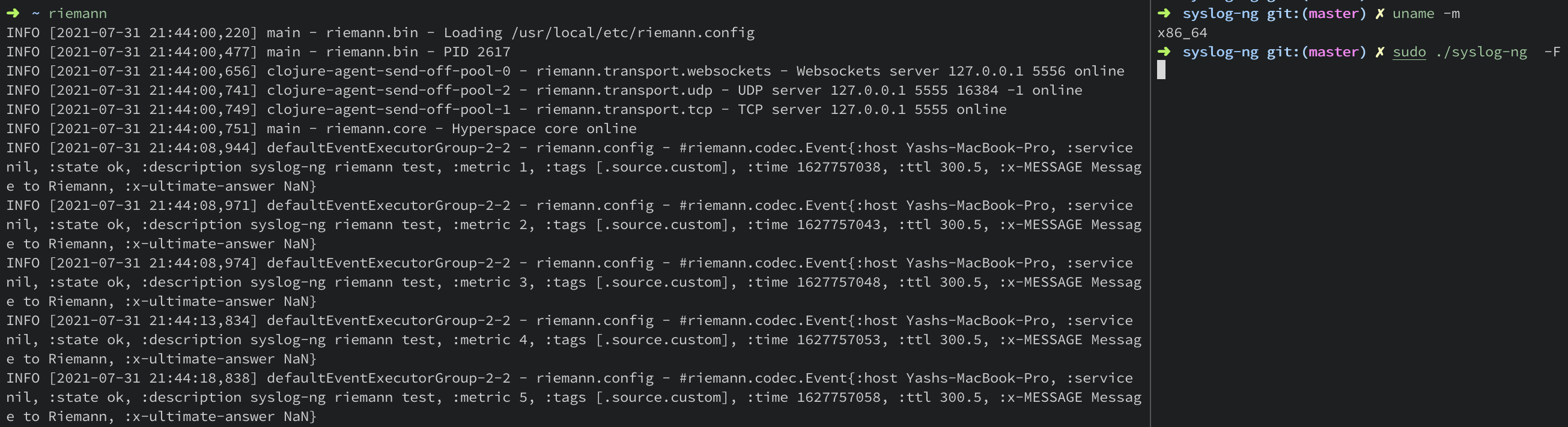 Riemann driver tested on macOS (x86)